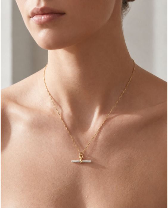 14K Mother of Pearl T-Bar Necklace