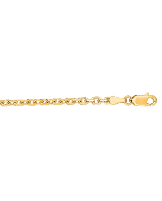 18K Gold 2.6mm Diamond Cut Cable Chain