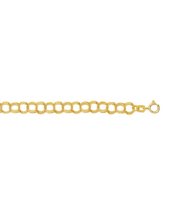 14K Gold Small Triple Link Lite Charm Bracelet 