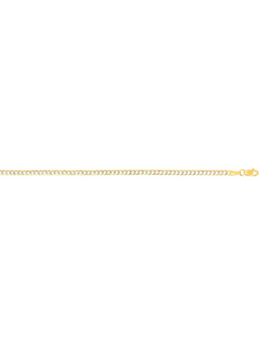 14K Gold 2.6mm White Pave Curb Chain 