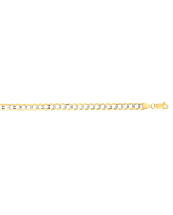 14K Gold 3.2mm White Pave Curb Chain 