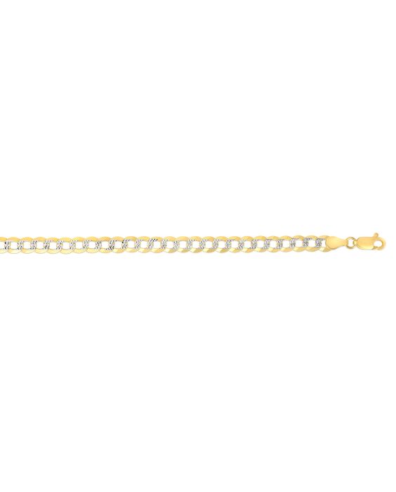 14K Gold 5.7mm White Pave Curb Chain 