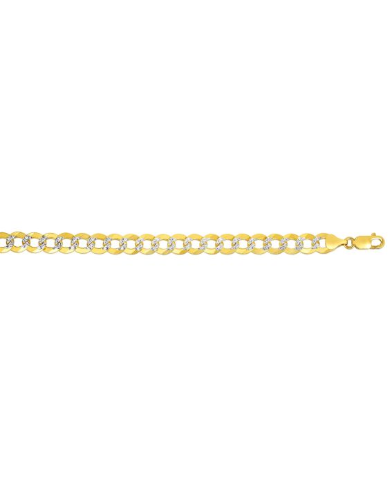 14K Gold 8.3mm White Pave Curb Chain 