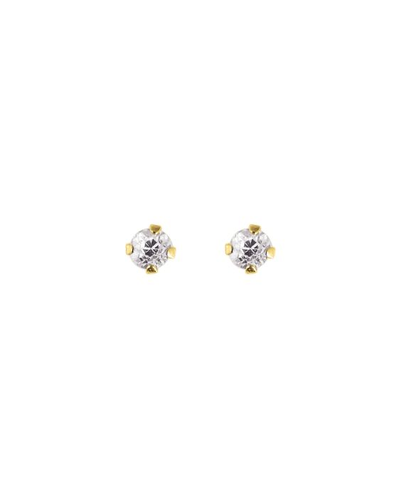 14K Gold 2mm Round CZ Stud Earring