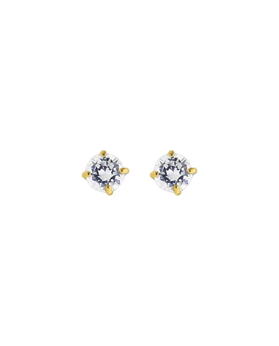 14K Gold 3mm Round CZ Stud Earring