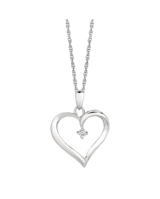Silver Diamond .04ct Heart Necklace 