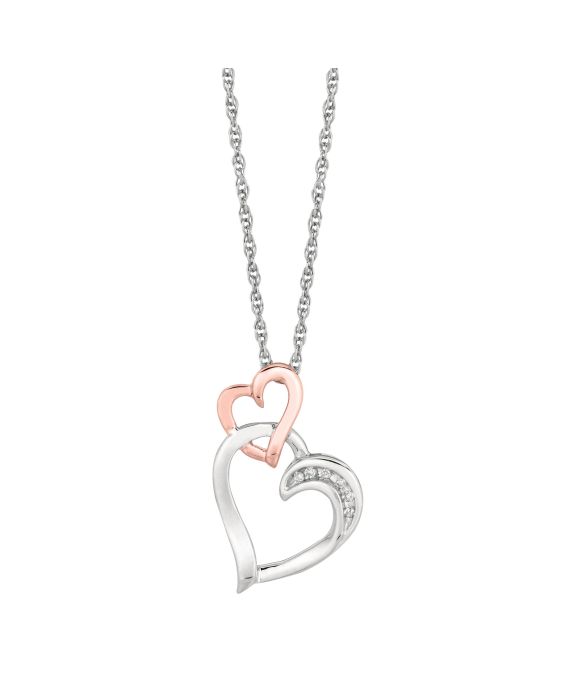 Silver Diamond .03ct Interlocked Hearts Necklace 