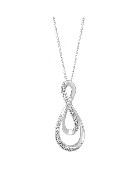 Silver Diamond Accent .03ct Infinity Necklace 