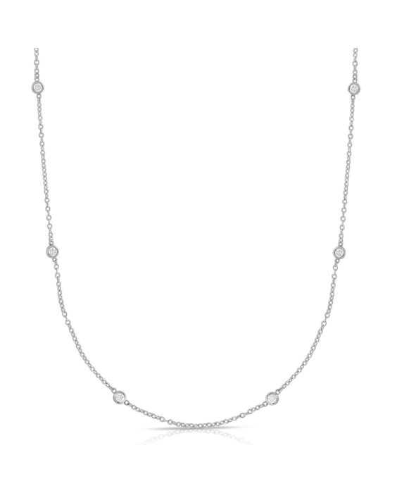 14K Gold .25ct Diamond Station Necklace