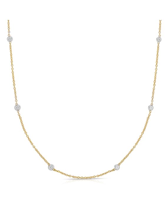 14K Gold .25ct Diamond Station Necklace