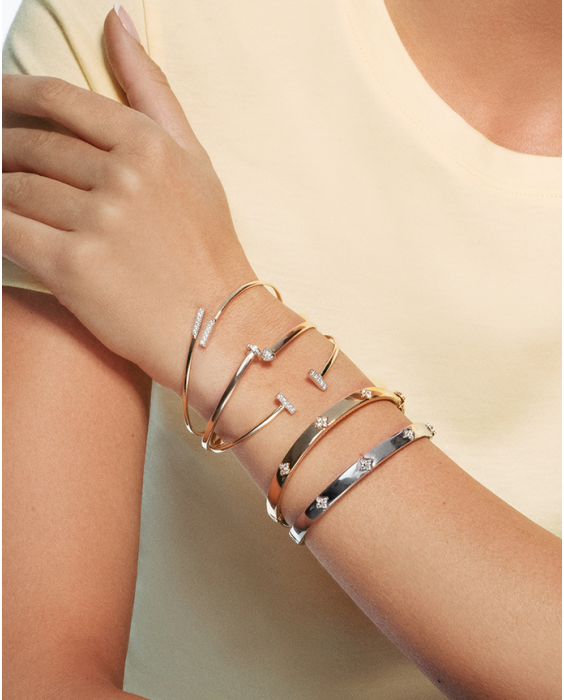 14K Diamond Hardware Bangle