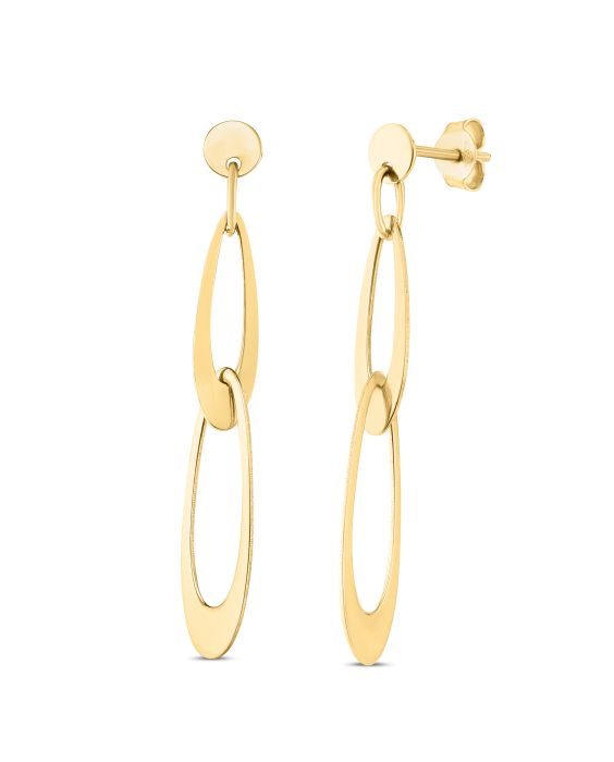 14K Gold Italian Oval Link Earrings