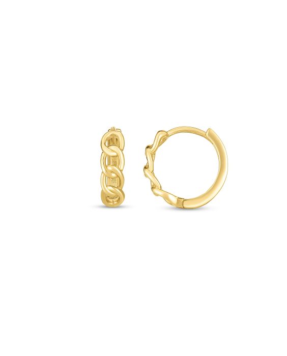14K Curb Huggie Hoop