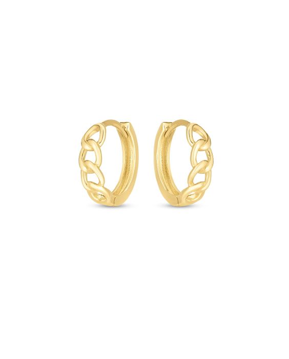 14K Curb Huggie Hoop