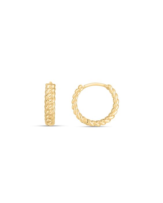 14K Braided Huggie Hoops