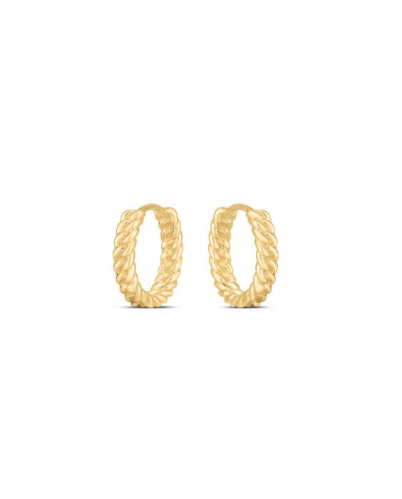 14K Braided Huggie Hoops