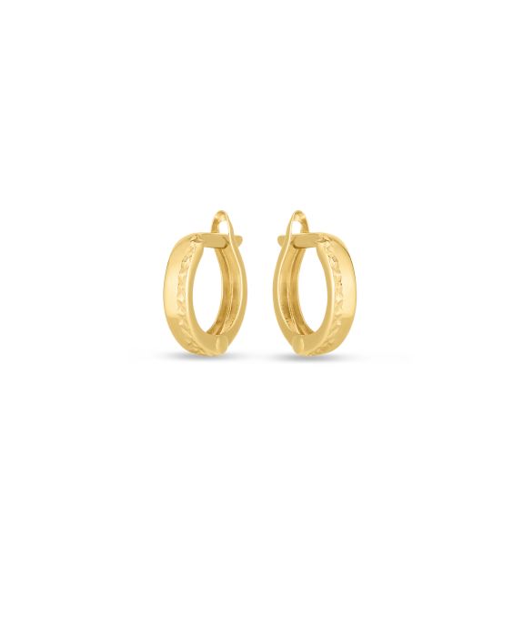 14K Textured Huggie Hoops