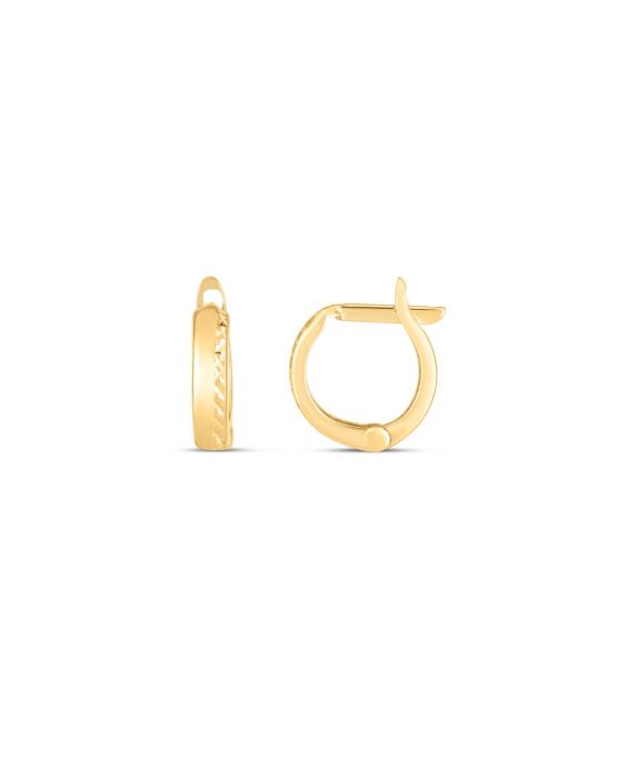 14K Textured Huggie Hoops