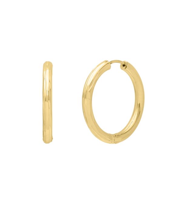 14K Endless Engraved Round Hoops 
