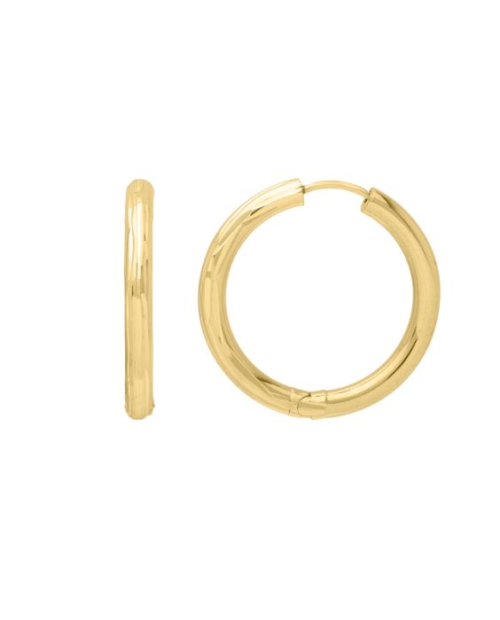 14K Endless Engraved Round Hoops 