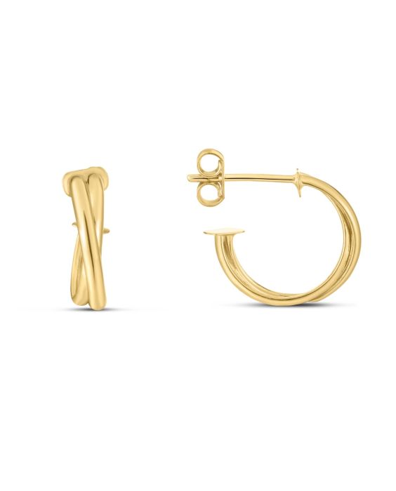 14K Gold Crossover Hoops