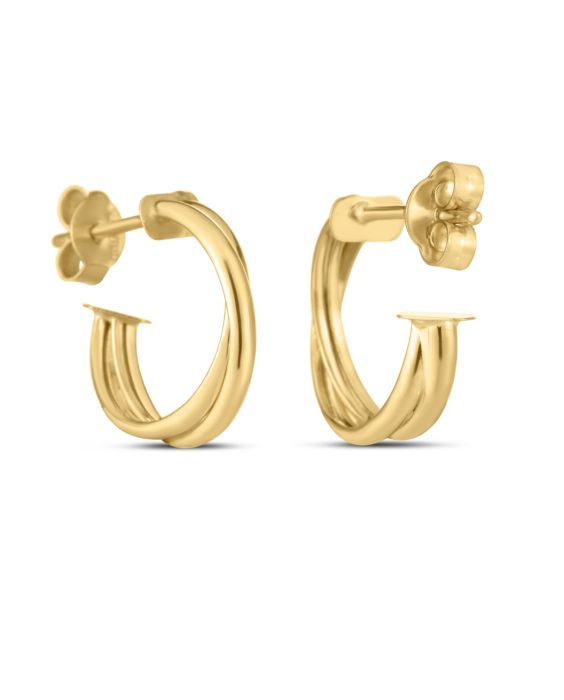 14K Gold Crossover Hoops