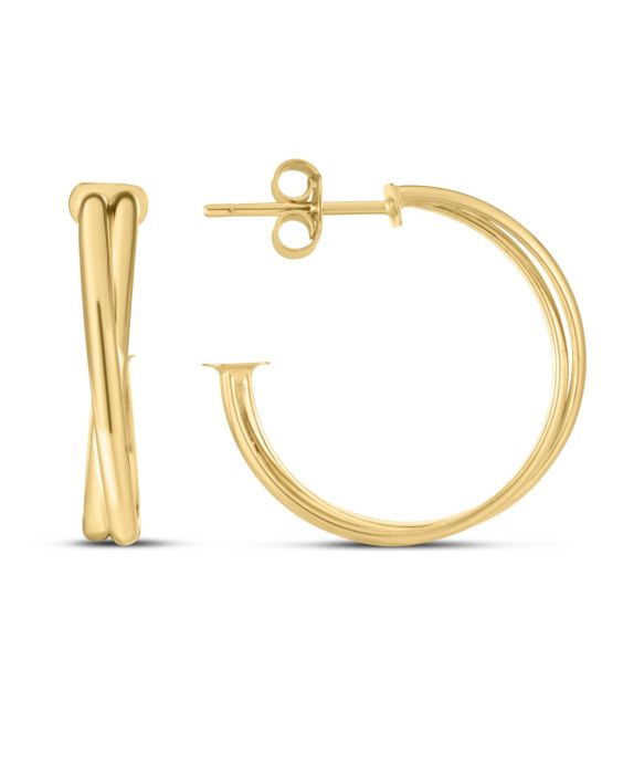 14K Gold Large Crossover Hoops