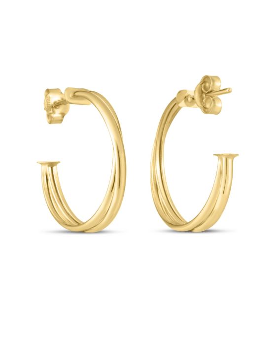 14K Gold Large Crossover Hoops