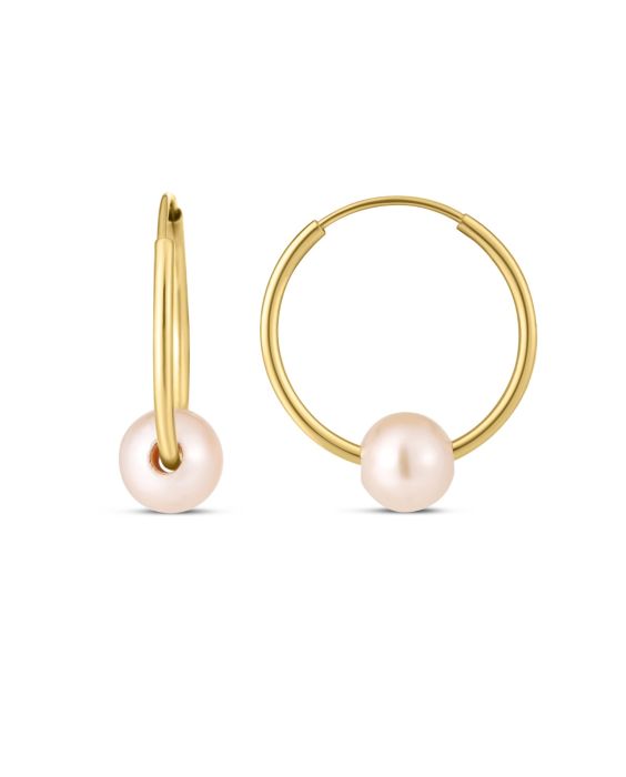 14K Gold Round Endless Pearl Earring