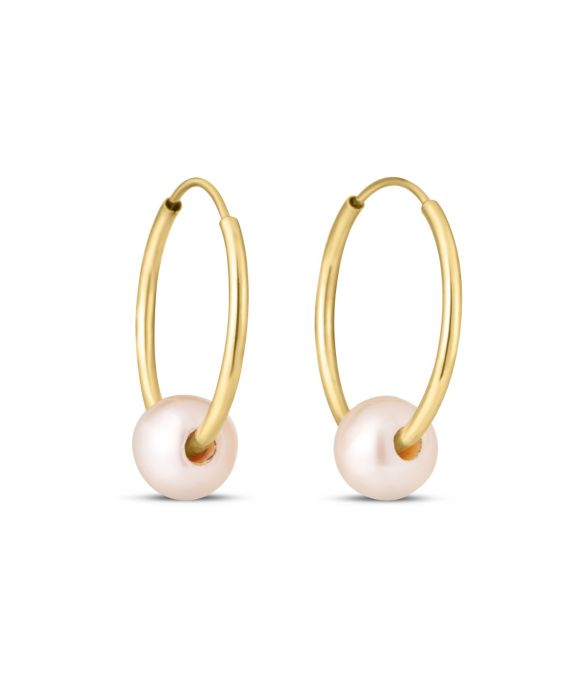 14K Gold Round Endless Pearl Earring