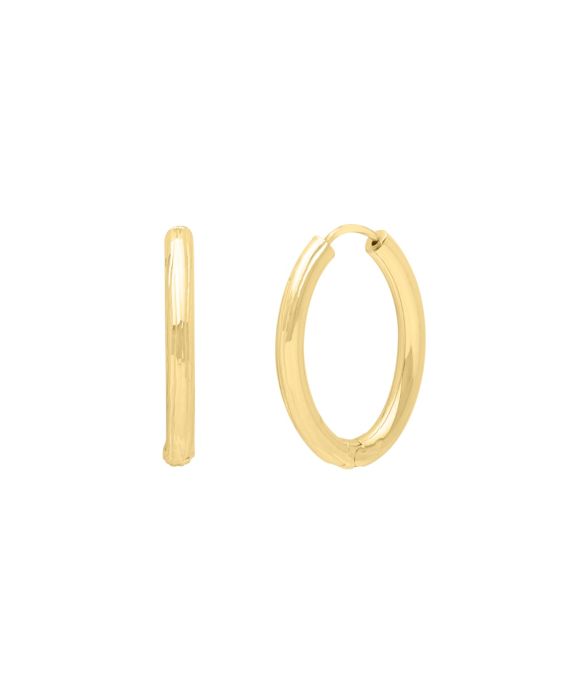 14K Endless Engraved Oval Hoops 