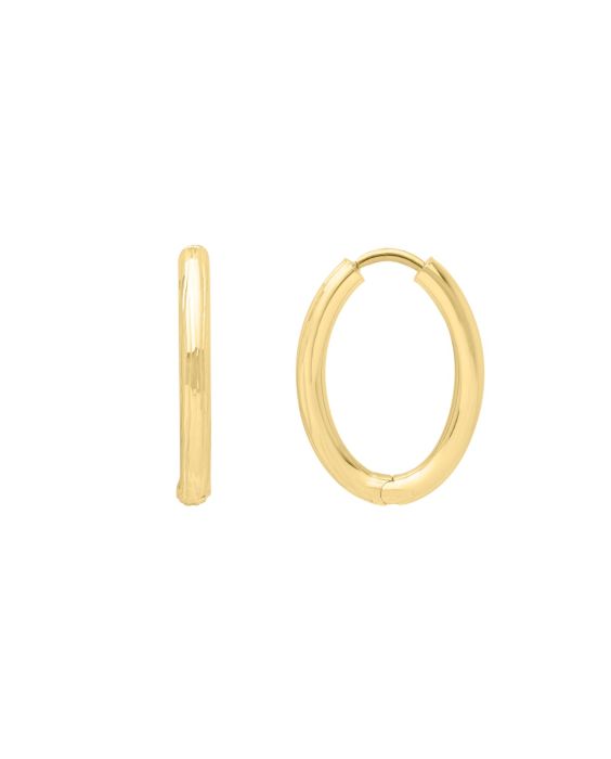 14K Endless Engraved Oval Hoops 