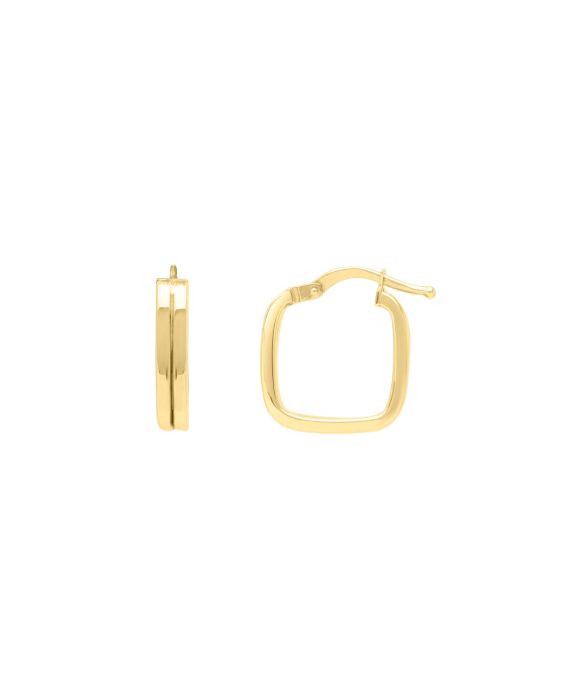 14K Double Square Tube Hoops