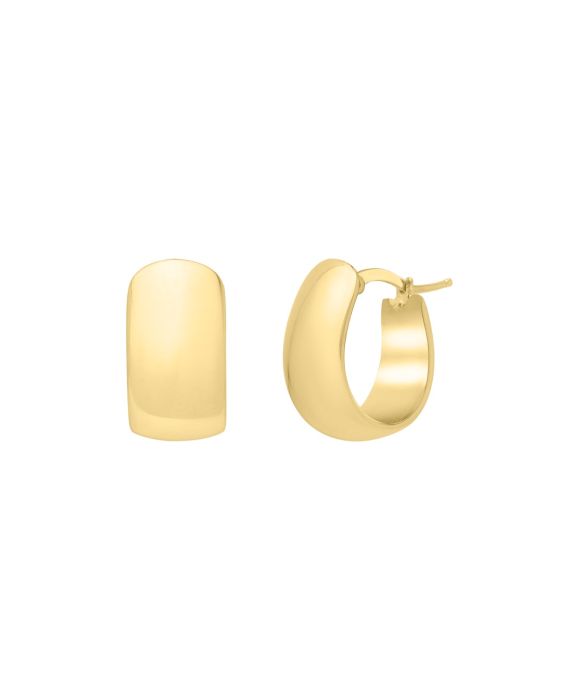 14K Wide Huggie Hoops 