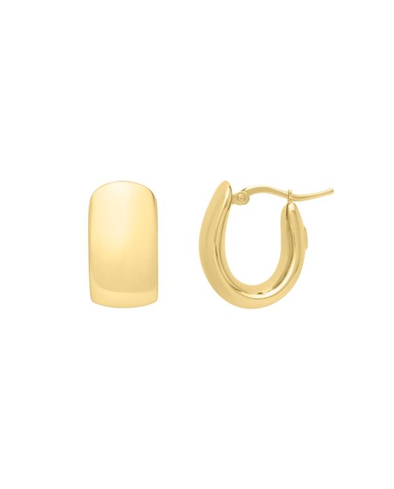 14K Wide Huggie Hoops 