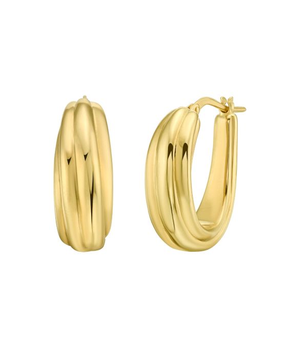 14K Ribbed Hoops