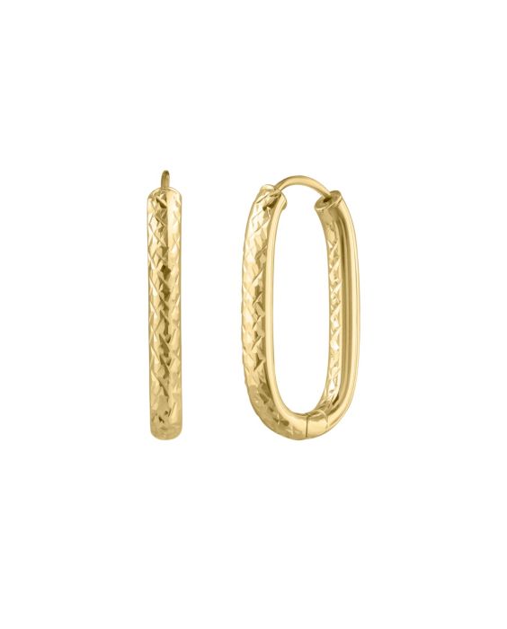 14K Endless Engraved Paperclip Hoops 