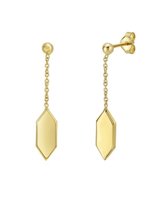 14K Hexagon Drop Earrings