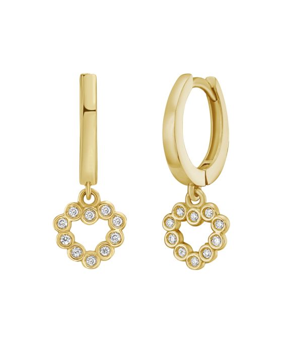 14K Petite Diamond Heart Earrings
