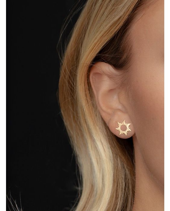 14K Flaring Sun Stud Earrings