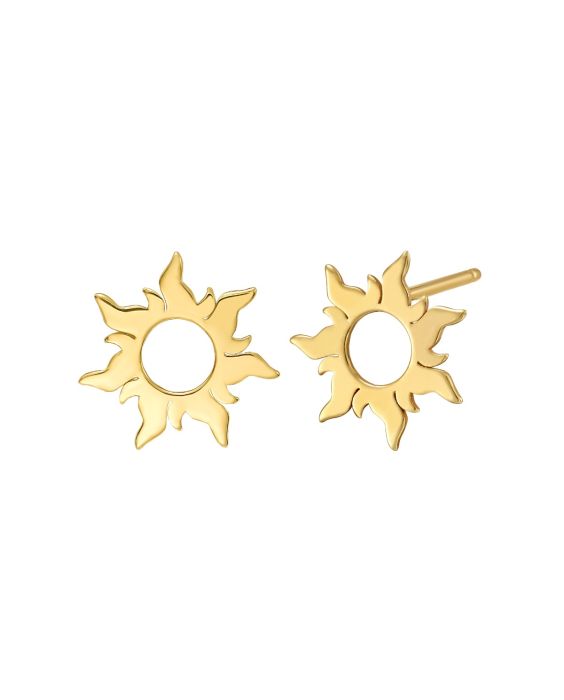 14K Flaring Sun Stud Earrings