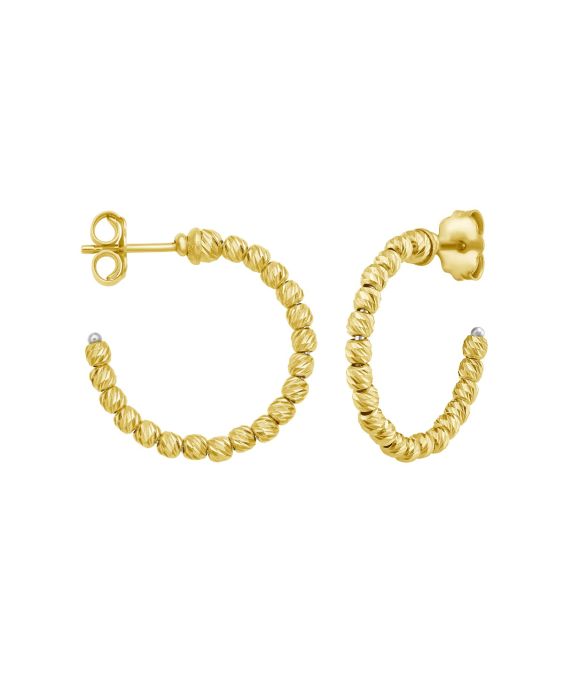 14K Bead Hoops
