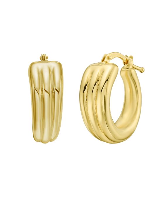 14K 3-Row Graduated Hoops