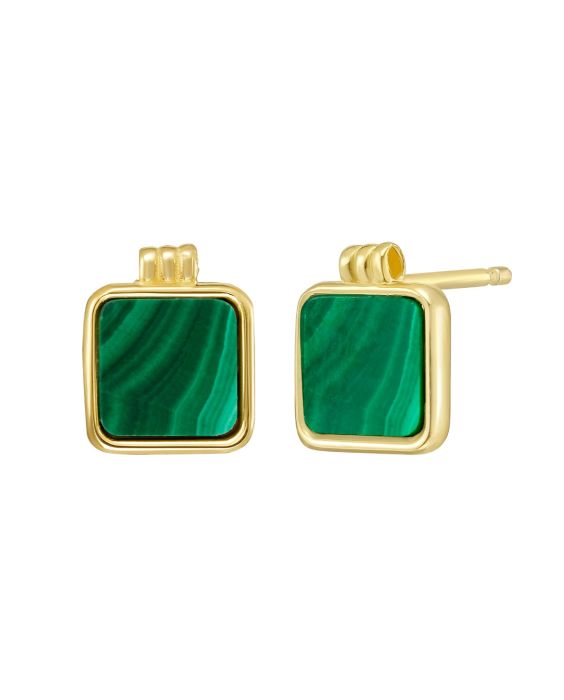 14K Malachite Square Stud