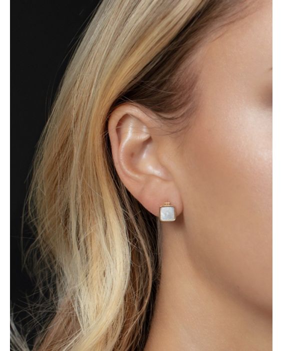 14K MOP Square Stud