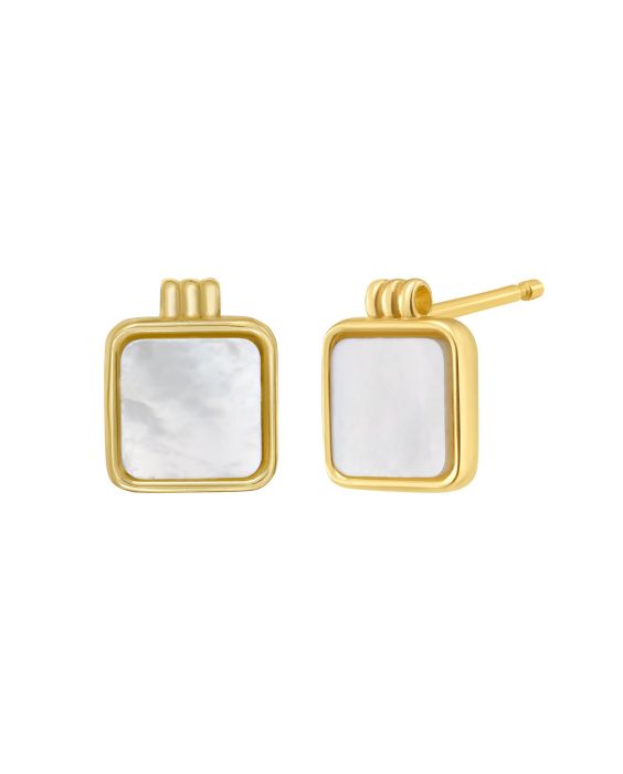 14K MOP Square Stud