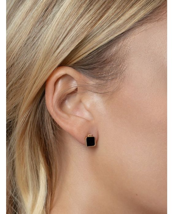 14K Black Onyx Square Stud