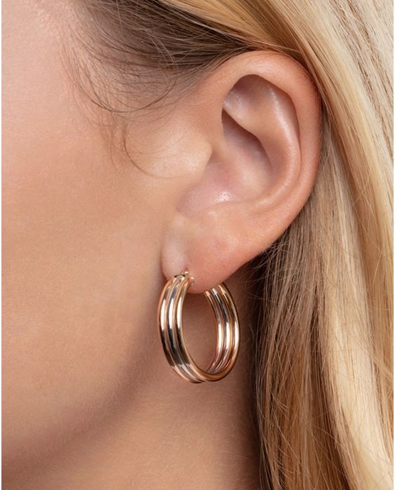 14K Trinity Tube Hoops