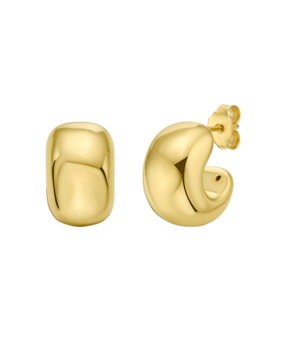 14K Puffed C Huggie Hoops