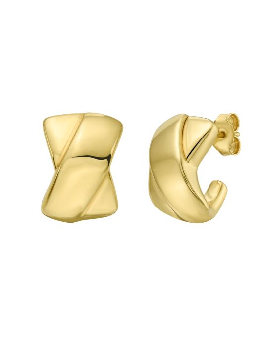 14K Puffed X C-Hoops